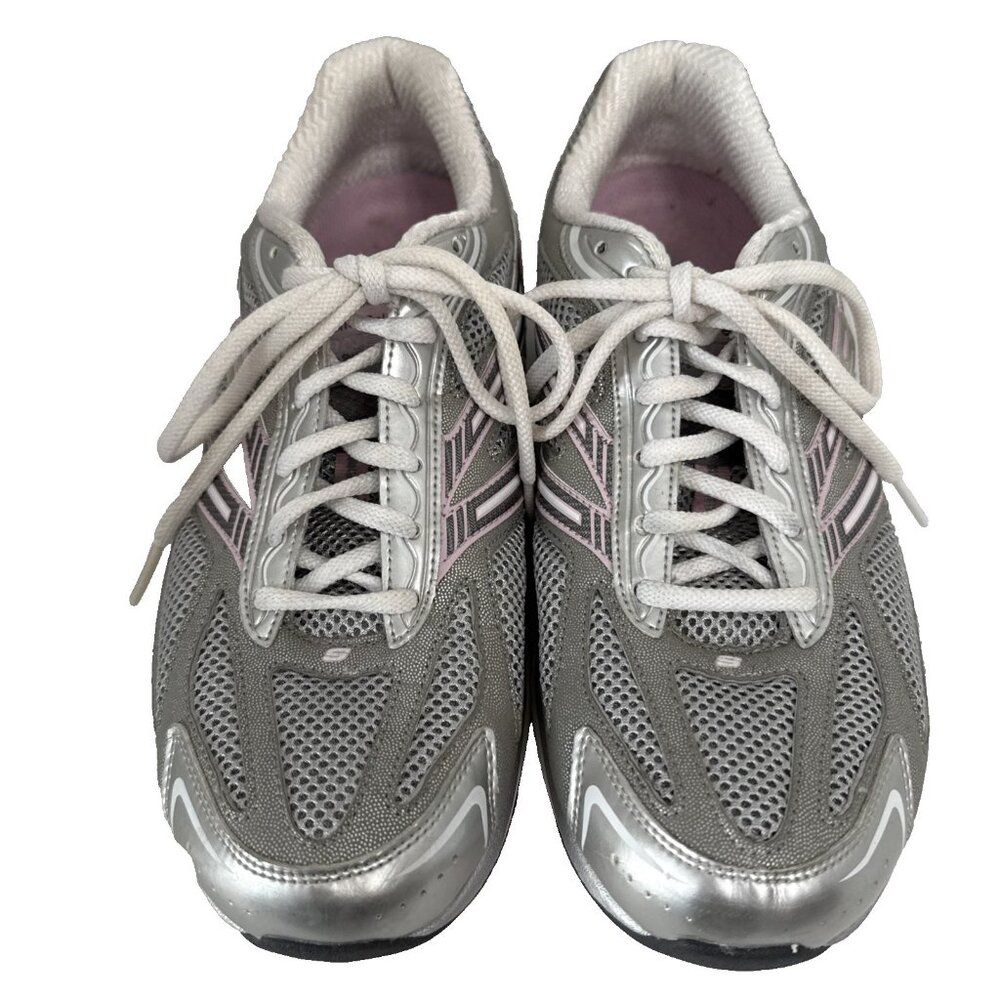 Skechers Shape-Up Women's Shoes Size 10 Grey Pink Silver Sneakers Walking Toning